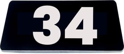 Nummerplaatje 34 - 80 x 50 x 1,6 mm - Zwart/wit - incl. 3M-tape | Nummerbordje - Deur en kamernummer - brievenbusnummers - Gratis verzending - 5 jaar garantie
