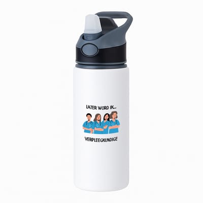 Hacebo® - later word ik verpleegkundige waterfles met rietje zwart - Verpleegkundige - Zorgmedewerkers - Artsen - ziekenhuismedewerkers - zorg - water fles - 650ML