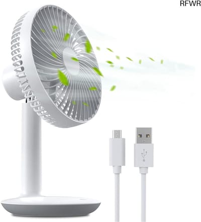 RFWR® Draagbare USB Tafelventilator 6 inch - 4000mAh Oplaadbaar, Stil met 4 Snelheden voor Huis en Camping