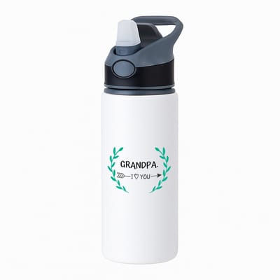 Hacebo® - grandpa I love you waterfles met rietje zwart - Opa - de liefste opa - verjaardag - cadeautje voor opa - opa artikelen - kado - geschenk - water fles - 650ML