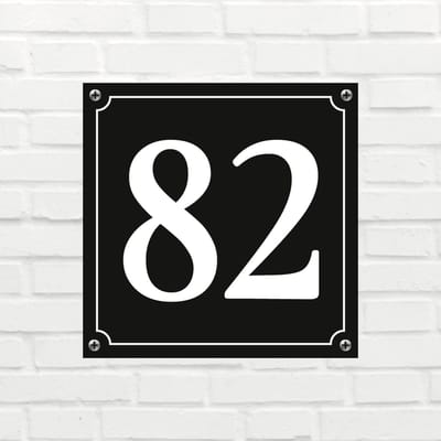 Huisnummerbord Mat zwart Deluxe - Nummer 82 - incl. bevestiging