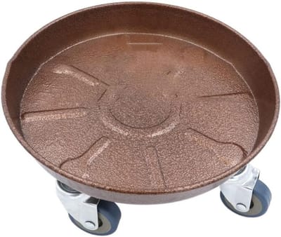 Plantenbak op wielen - Bloempotstandaard verrijdbaar - Planten verplaatsen - Dik ijzeren frame - 25 cm - Bruin