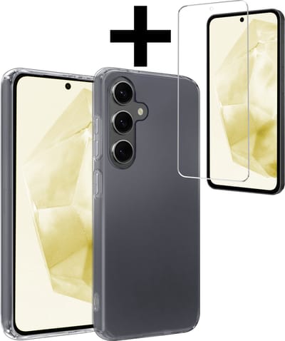 Hoesje - Met Screenprotector - Geschikt voor Samsung Galaxy A35 - Sterk & Shockproof - Back Cover - Siliconen Case - Telefoon Hoes - Telefoonhoesjes - Transparant