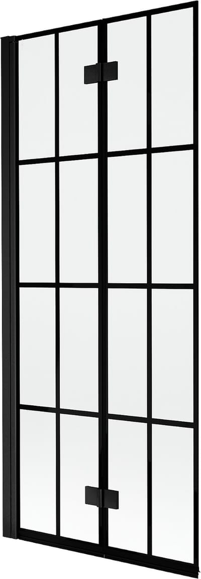Mexen Mist badwand links 2-delig 80 x 150 , zwart raster, zwart - 8A9-080-002-70-77-L