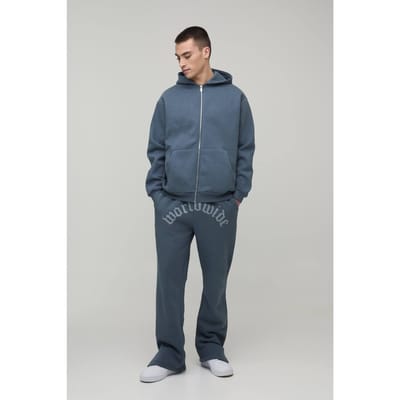 Oversized Worldwide Zip-Through Hooded Trainingspak | Charcoal | Size Small