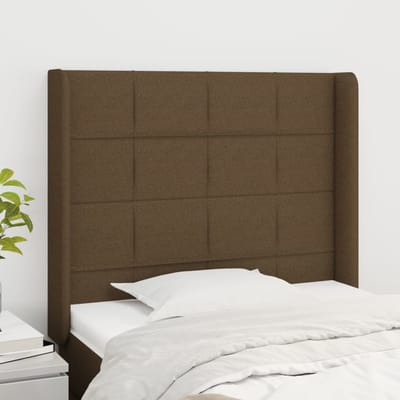vidaXL - Hoofdbord - met - randen - 93x16x118/128 - cm - stof - donkerbruin