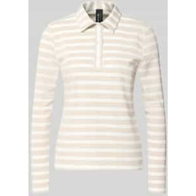 Shirt met lange mouwen in all-over look met polokraag en knoopsluiting