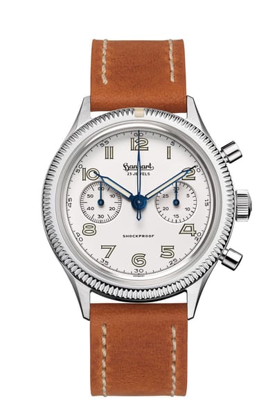 Hanhart 417ES Moby Dick Horloge - lichtbruine bruin band zonder nieten - 42 mm
