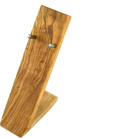 Scheerhouder Olijfhout - Scheermes standaard - Netjes opbergen - Uniek natuurproduct - 13 cm hoog - Houtkleur