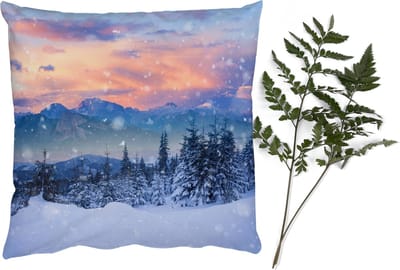 Sierkussens - Kussentjes Woonkamer - 40x40 cm - Sneeuw - Lucht - Bos - Winter - Kerstversiering - Kerstdecoratie voor binnen - Woonkamer