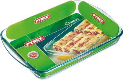 2x Rechthoekige glazen ovenschaal 3,7 liter 40 x 27 x 5,5 cm - Ovenschotel schalen - Bakvorm