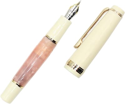 Elegante Mini Vulpen met Gouden Accenten, Acryl Pocket Pen in Roze, Medium Nib (0.7mm) voor Schrijven en Tekenen