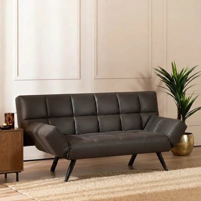 Bronx71® Slaapbank 1,5 persoons Timo antraciet eco-leer - Logeerbed - Vouwbed - Slaapstoel - Zetelbed