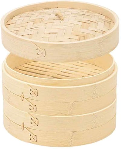 JeiibrZui Bamboe Stoommand - Dumpling Stoompan - Multifunctioneel Ontwerp voor Thuisgebruik/commercieel Gebruik - 2 Lagen - Keukenartikel en Cadeau-idee