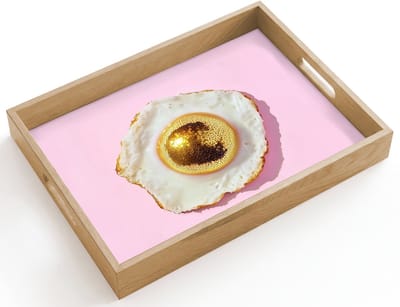 Dienblad hout 40x30 cm - Schootdienblad - Ei - Disco - Ontbijt - Glitter - Borrelplank rechthoek - Plateau dienbladen