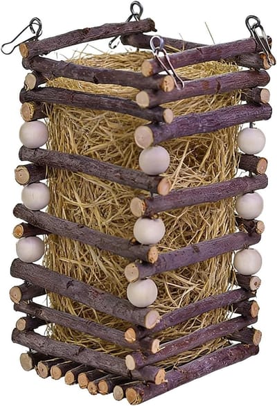 Konijnen Hooivoederbak - Voerdispenser Hout - Netjes Voeren - Rommelvrij Ontwerp - 18x7cm - Houtkleur