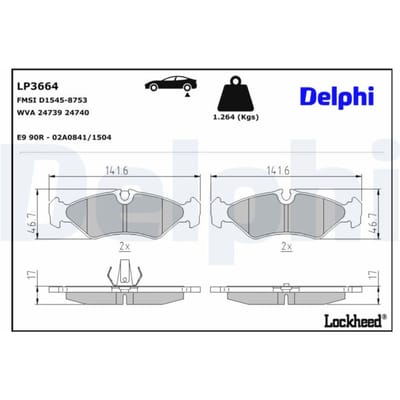 Remblokset DELPHI LP3664, achter