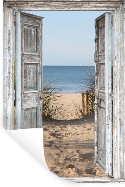 Muurstickers - Sticker Folie - Duin - Strand - Doorkijk - Zomer - 20x30 cm - Plakfolie - Muurstickers Kinderkamer - Zelfklevend Behang - Zelfklevend behangpapier - Stickerfolie