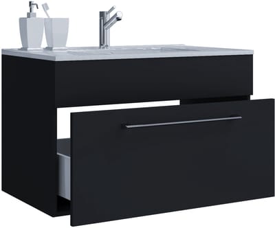 VCM 2-tlg. Waschplatz Waschtisch | Waschbecken Unterschrank Breite 80 cm | Badmöbel Set hängend mit einer Schublade | Badinos