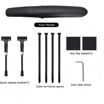 Garde-boue de VTT Haute Résistance Réglable 26-29 Pouces Résistant à l'Usure Incassable Accessoires de Cyclisme black