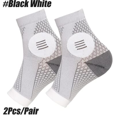 Genouillère de Sport Chaussettes de Compression Pour Soulagement de la Douleur Neuropathique Support de Pied pour la Salle de Sport Chaussettes Apaisantes pour l'Arche S blanc noir