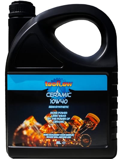 Tecflow Ceramic 10w40 Semi Synthetische Motorolie - 5L - Vermindert Olie- en brandstofverbruik - Verlengd de levensduur door Keramische Bescherming