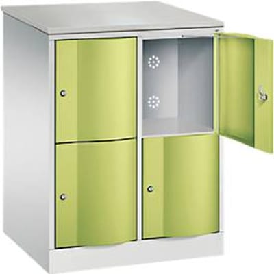 C+P Resisto lockerkast, 2 vakken, 4 vakken, B 772 x D 640 x H 1077 mm, lichtgrijs/kleedgroen