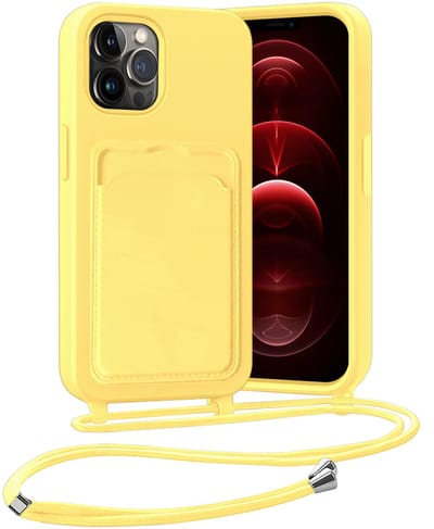 Hoesje Geschikt voor iPhone 13 Pro Hoesje Met Telefoonketting Pasjeshouder Case Koord - Hoesje Geschikt voor iPhone 13 Pro Hoes Met Kaarthouder - Geel