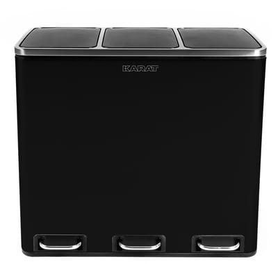 Floordirekt Afvalbak Keuken Felix - 3 x 18 L - Zwart - 2-Voudig Afvalscheidingssysteem - Pedaalemmer Keuken - Soft-Close & Luchtdicht - Kunststof Binnenemmer - Met Klapdeksel