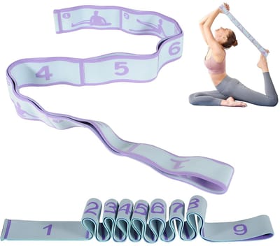 2 stuks yoga stretchband, elastische dansband, elastische kunstgymnastiek, geschikt voor pilates, dans en gymnastiek (8 loops, paars, 90 cm + 9 loops, blauw, 110 cm)