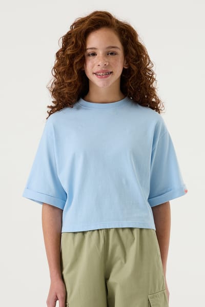 GARCIA Meisjes Tekst Print T-shirt Blauw Korte mouw