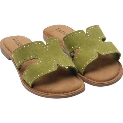 Lazamani Lina Small Studs Slippers - Dames - Groen - Maat:37