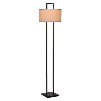 Atmooz - Vloerlamp Belford - Staande Lamp - Stalamp - Woonkamer - Zwart en witte kap - Hoogte 168cm - Metaal
