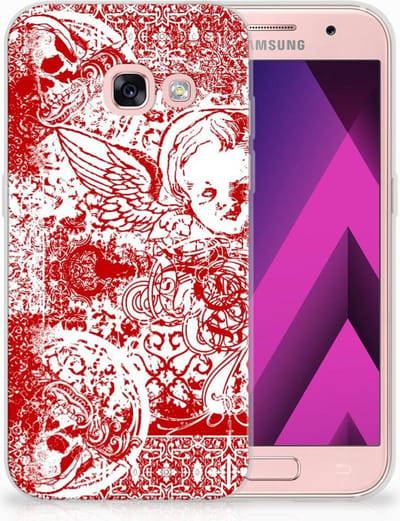Silicone Back Case Samsung Galaxy A3 2017 Angel Skull Rood