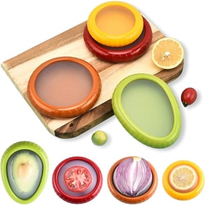 Dailygoods- Opbergdoos Herbruikbaar - Opbergdoos met Deksel - Opbergdoos voor Groenten/Fruit - Vaatwasmachinebestendig - 4 Stuks - Siliconen Deksel - Voedselopslag