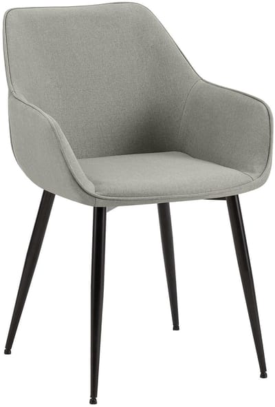 CLP Luena Eetkamerstoel - met armleuning - zwart metalen frame - tot 150 kg belastbaar - Stof/licht grijs