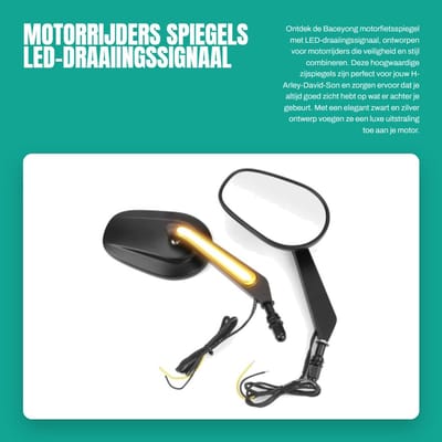 Dailygoods- Motorfietsspiegel met LED-draaiingssignaal - Verstelbare Zijspiegels - Aluminium - HD-glasontwerp - Geschikt voor H-Arley-David-Son - Duurzaam en slijtvast - Zijspiegel
