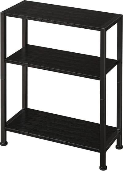 Bijzettafel 3 niveaus - Nachtkastje smal - Kleine ruimtes benutten - Verstelbare voetsteunen - 18 cm breed - Zwart