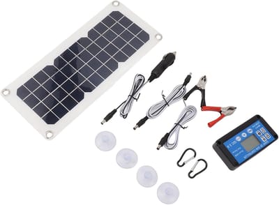 Zonnepaneel Kit - Draagbare Energie - Outdoor Activiteiten - Dubbele USB Uitgang - 34x19x4cm - Zwart