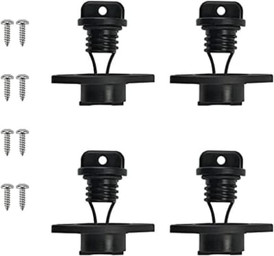 Kayak Afvoerstekkers - Boot Drain Plug - Waterdicht Maken - Met Rubberen Pakking - 4 Stuks - Zwart