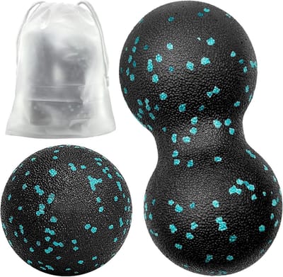Dailygoods- Massageballen Set - Fasciabal 8 cm - Duobal 16x8 cm - Duurzaam Materiaal - Verlichting Spierpijn - Verbetering Flexibiliteit - Massageballetjes