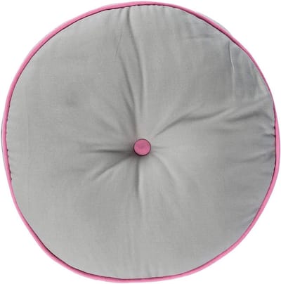 Homescapes vloerkussen rond grijs en roze 100% katoen met polyester vulling Ø 43 cm