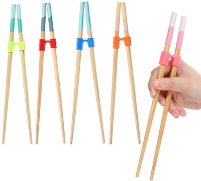 Dailygoods - Mabor 5 paar kunststof eetstokjes met staafjes, hulp voor beginners, ouderen