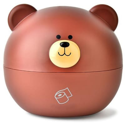 Schattige Tissueboxhoes Decoratief Dier Plastic Rond Gezichtstissuehouder voor Badkamer Tafelblad brown
