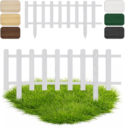 Floranica Perkhekje Tuinhek Grenen tuinhek Gazonrand 30 x 100 cm Wit Houten Sierhekwerk Decoratief Borderrand Tuinaanleg