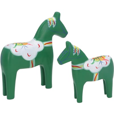 1 Paar Zweeds Dalahors Decor Houten Traditioneel Beschilderd Dalarnapaard Standbeeld Figuur Thuis white