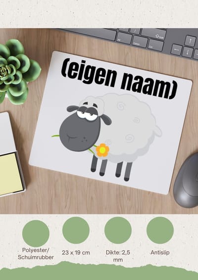 Akyol - schaap met eigen naam Muismat - Schaap - boeren/schapen liefhebbers - iemand die houdt van schapen - verjaardag - cadeau - kado - geschenk - 23 bij 19 cm