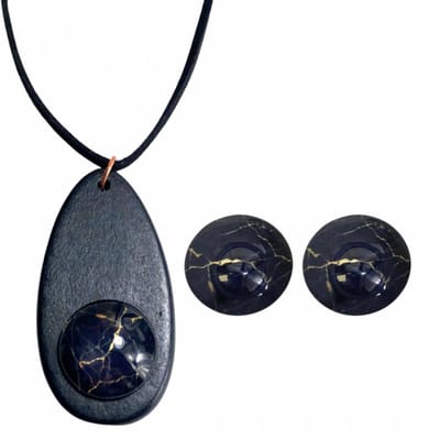 Set Amara ketting clip oorbellen zwart - Charme Bijoux