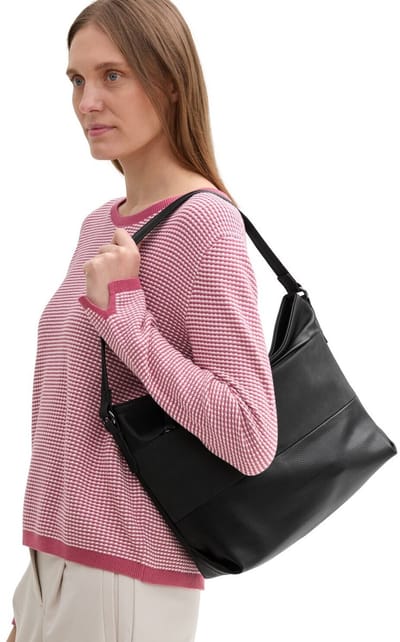 Tom Tailor - TTNICOLINA M Schoudertas met materiaalmix - Maat ONESIZE - mixed black