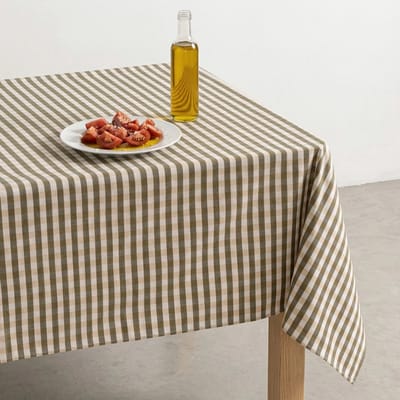 GAMUSI Vlekbestendig Tafelkleed MAVY – 2 kleuren Vichyruit – Katoen Look – 140x140 cm – Donkergroen
